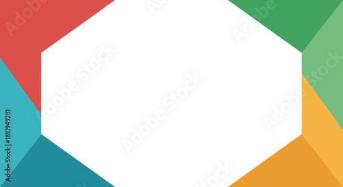 Colorful Geometric Hexagon Border with a White Center for Design and Copy Space