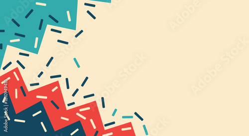 Abstract Geometric Pattern with Zigzag Lines and Small Dash Elements on a Cream Background