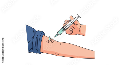 A person injecting medication into their arm with a syringe