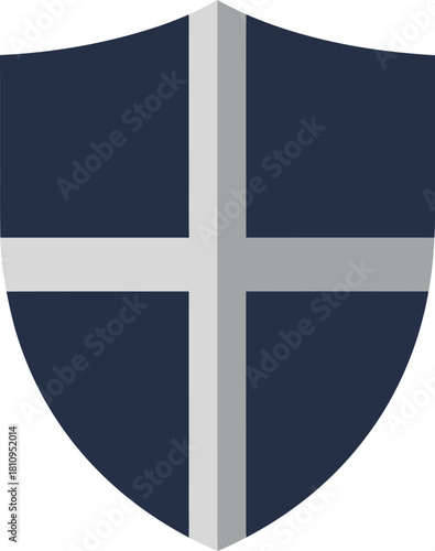 Shield with a cross, heraldic symbol, protection icon.