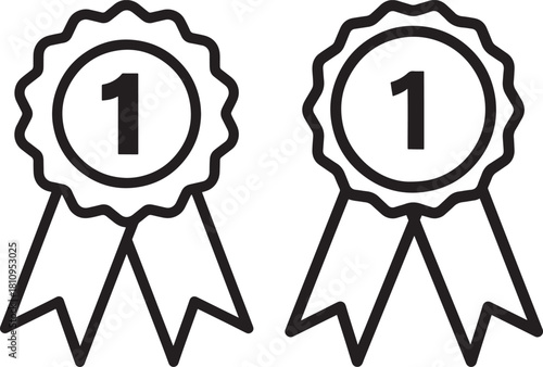 Two first place ribbons award silhouette