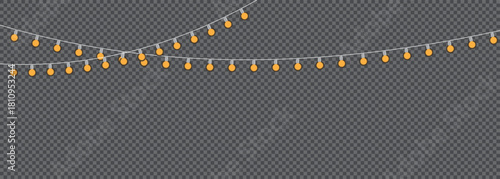 Radiating bulb garland backdrop glowing in arrangement creating illuminating scene with light string decoration design element for background