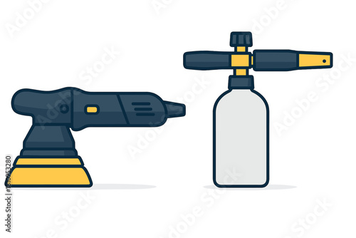 Professional car detailing tools set with electric polisher and foam cannon sprayer bottle