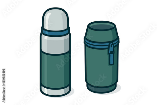 Portable vacuum flask and protective zippered sleeve for outdoor adventures