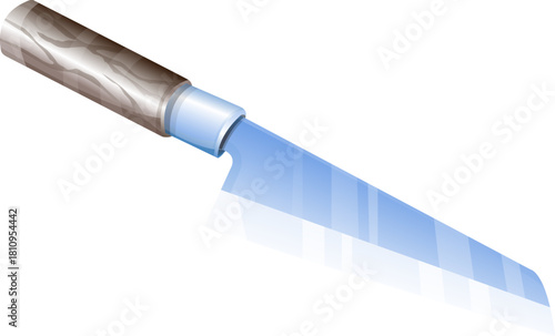 Knife Kitchen Blue Vector Draw Design Funny Cute Eat Cartoon