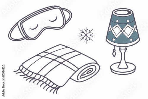 Sleep mask, snowflake, blanket, and lamp eye mask throw
