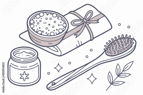 Skincare Products and Leaf Branch beauty cosmetic