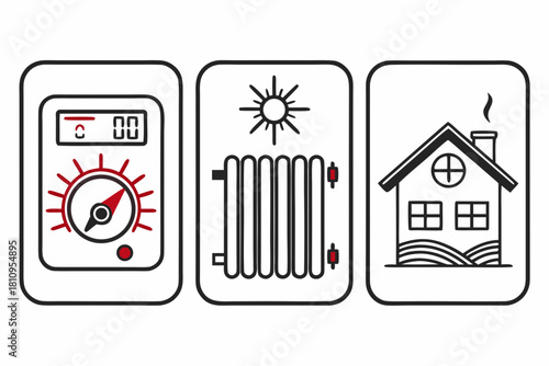 Home Heating And Temperature Icons meter gauge