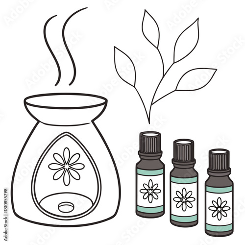 Aromatherapy Diffuser and Essential Oil Bottles icon
