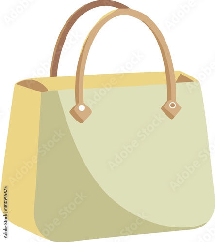 Stylish light yellow handbag with curved handles and a modern design