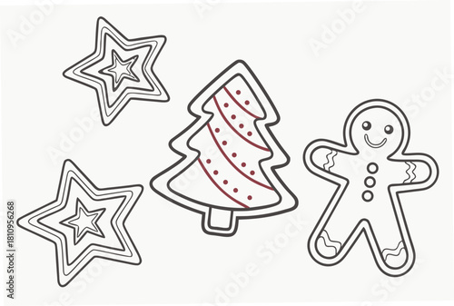 Christmas Cookie Assortment Gingerbread Man Stars and Tree