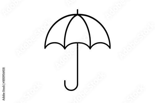 Minimalist black line open umbrella providing protection from rain or wet weather