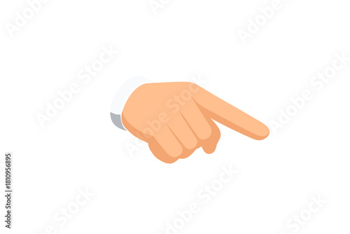 Stylized human hand pointing index finger gesture indicating direction or pressing a selection button sign