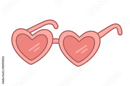 Pink heart shaped sunglasses accessory for summer vacation and retro fashion