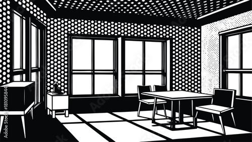 Comic Book Background (Living Room with Windows)