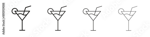 Martini glass icon. Vector isolated pictograms.