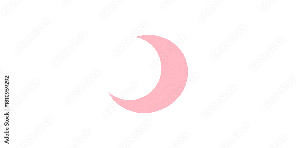 Naklejka premium Pink crescent moon paper cutout, moon icon, waxing moon symbol, crescent moon icon symbol set on transparent background.