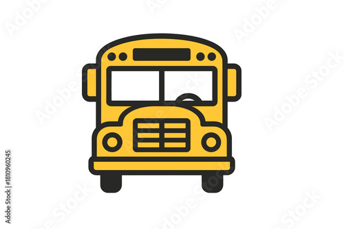 Simple front view yellow school bus icon design
