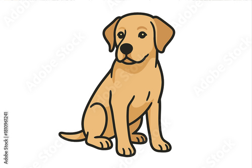 Charming yellow Labrador dog sitting as a cute cartoon character