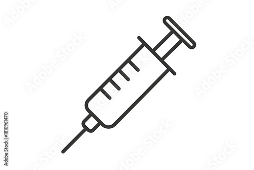 Simple black line icon of a medical syringe with needle