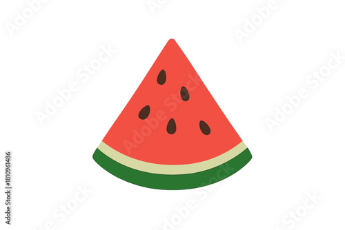 Triangular slice of fresh watermelon with seeds isolated on white background