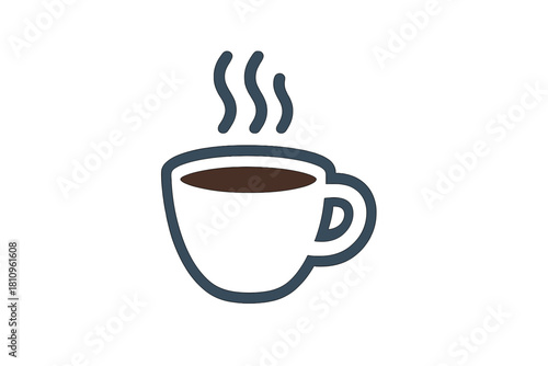 Hot beverage in simple cup icon with rising steam