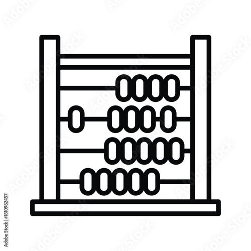 Simple outline icon of a wooden abacus with beads for counting and calculation