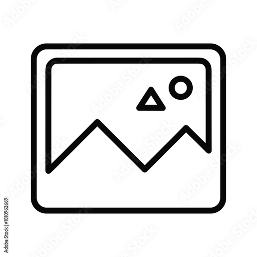 Simple outline icon representing a landscape photo or image