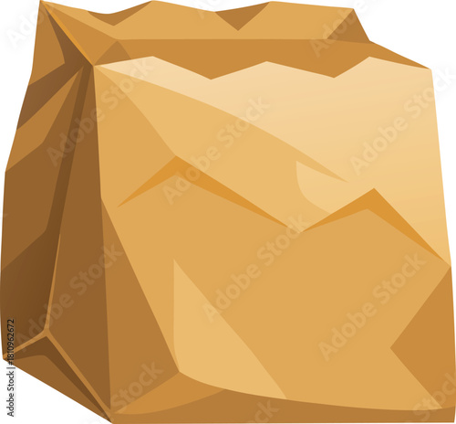 Crinkled brown paper bag isolated on white background