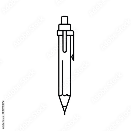 Simple outline drawing of a mechanical pencil on a white background