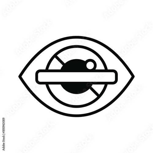 Stylized eye icon with horizontal bar and circle symbol