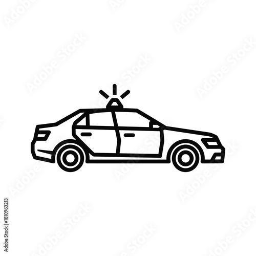 Simple hand drawn outline of a police car with siren light