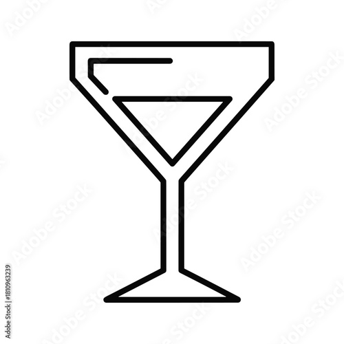 Minimalist line art icon of a martini glass