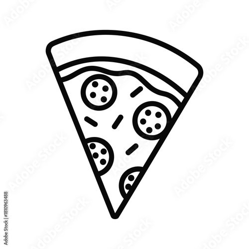 Simple outline drawing of a slice of pepperoni pizza