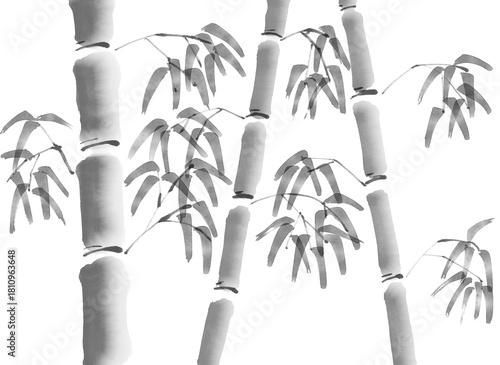 Bamboo Sumi-e Ink Illustration (Japanese Brush Art)