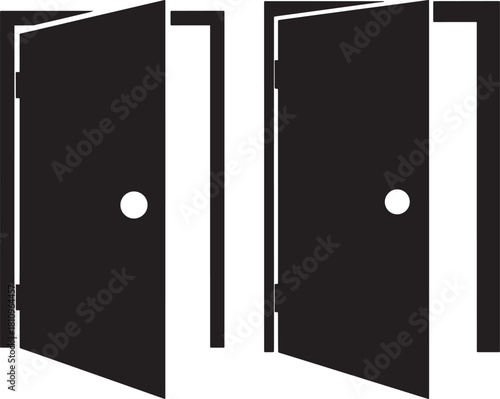 Two open doors silhouette