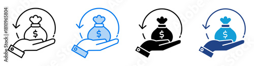 Reimbursement icon set multiple style collection