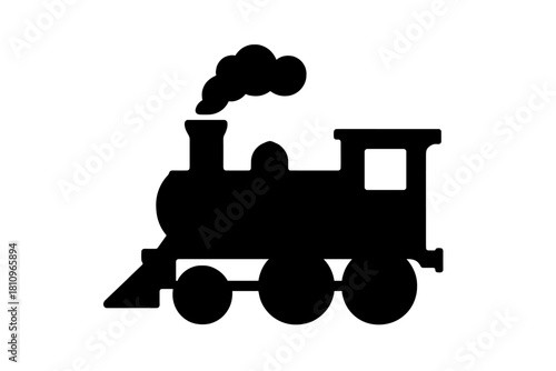 Classic steam locomotive silhouette emitting smoke from smokestack
