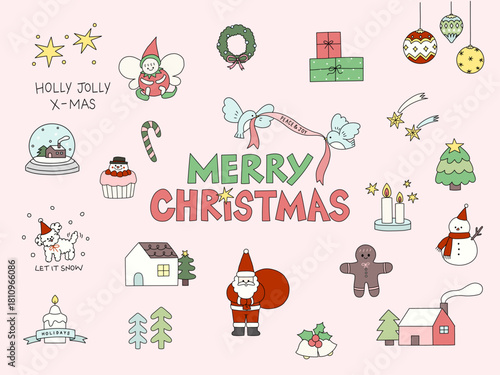 파스텔톤 크리스마스 일러스트 세트
