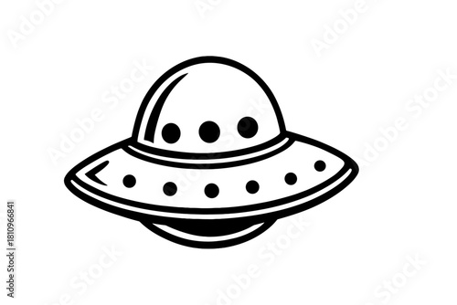 Outline icon design of a classic flying saucer spacecraft