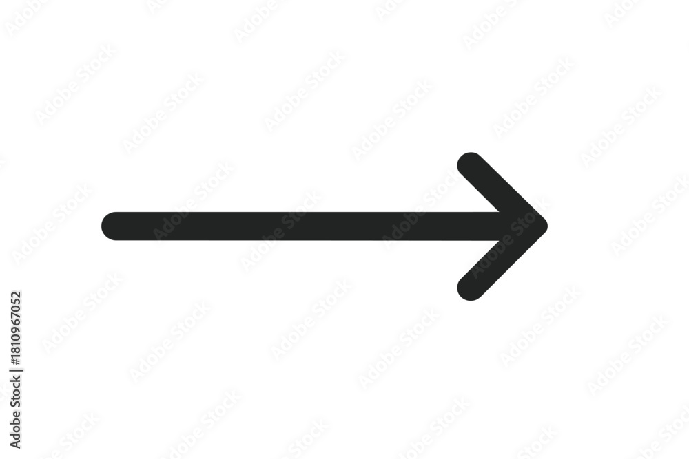 Fototapeta premium Simple thick black rightward pointing arrow symbol on white background