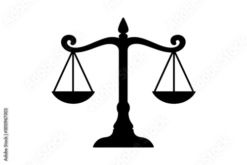Simple black silhouette of traditional balance scale icon