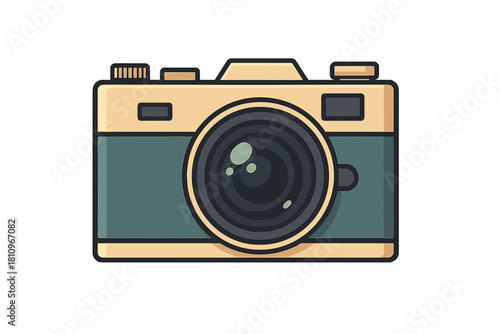 Textured rangefinder camera graphic in a retro style