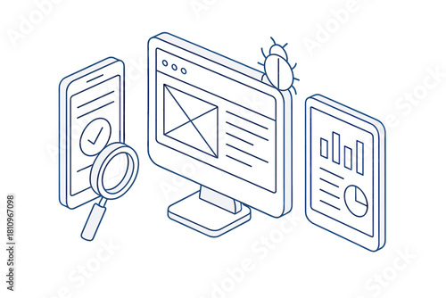 Isometric software testing and debugging across various digital devices