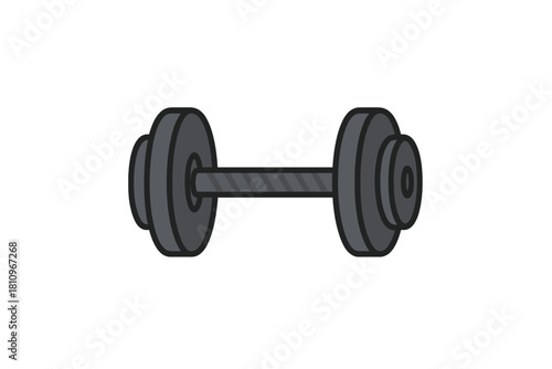 Simple dark gray dumbbell isolated on white background