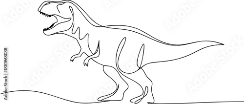 Tyrannosaurus Rex dinosaur one line drawing t rex prehistoric