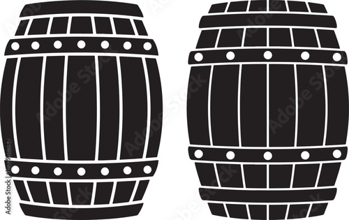 Two wooden barrels silhouette