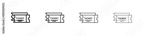 Ticket stub icon. Vector isolated pictograms.