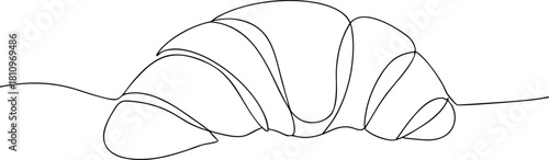 Single line drawing of a croissant pastry baking