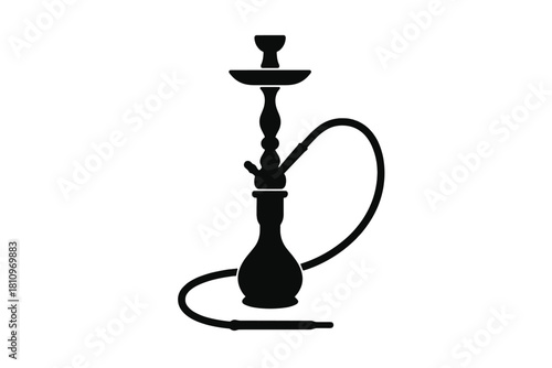 Black silhouette of a traditional shisha hookah water pipe for smoking